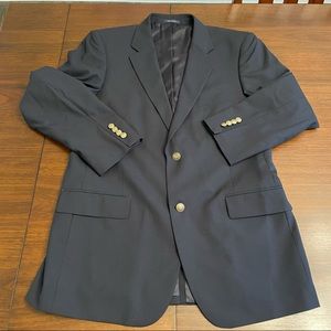 Club Room Mens Suit Jacket Blazer Blue Flap Pockets 100% Wool 42L - FLAW